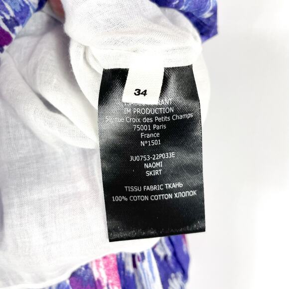 Isabel‎ Marant Etoile Naomi Skirt Purple Smocked Tiered Ruffle Sz 34 FR / XS - Picture 10 of 10
